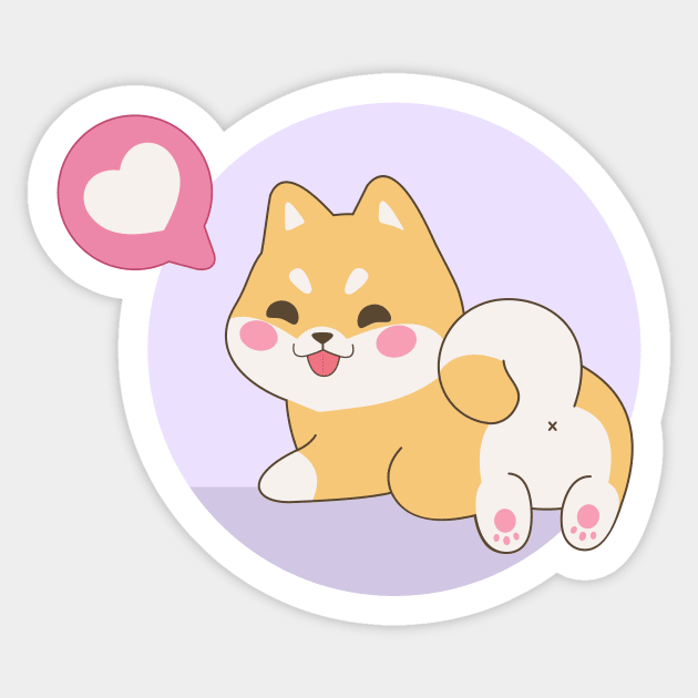 Kawaii Shiba Inu With Love Sticker by Purplehate